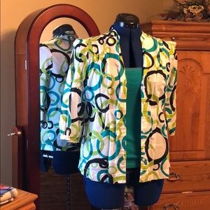 Ann Taylor Geometric print 3/4 sleeve top+